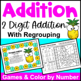 Two Digit Addition with Regrouping Games and Color by Numb