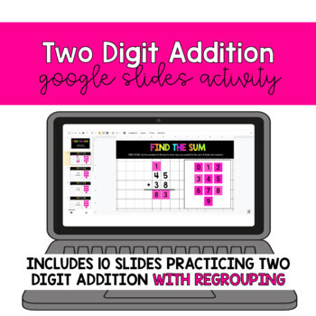 Preview of Two Digit Addition with Regrouping - Google Slides