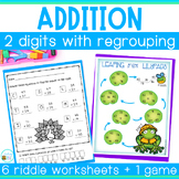 Math Riddles Adding 2 Digit Numbers with Regrouping + Addi