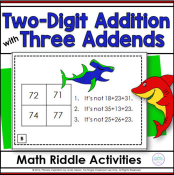 Preview of Three Addends - Adding Within 100 - Addition Math Center Activities