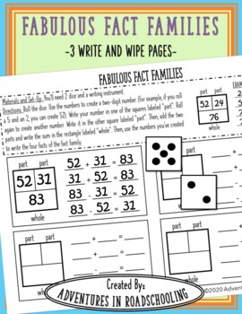 Preview of Two Digit Fact Families Practice