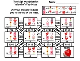 Two Digit Multiplication Activity: Valentine's Day Math Maze