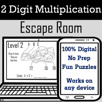 Preview of Two Digit Multiplication Activity: Digital Escape Room (Virtual Breakout Game)