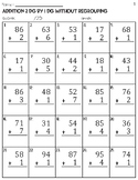 2 Digit Plus 1 Digit Addition No Regrouping Worksheets