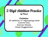 2-Digit Addition w/Regrouping Practice Cards - Color and B