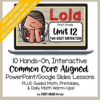 Preview of Two-Digit Subtraction First Grade Math Lessons, Guided Math & Worksheets