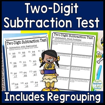 Preview of Two Digit Subtraction Test | Double Digit Subtraction with Regrouping Quiz
