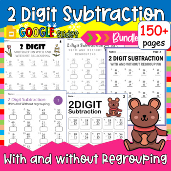 Preview of Two-Digit Subtraction With Regrouping- 2nd Grade Place Value Activity - Bundle