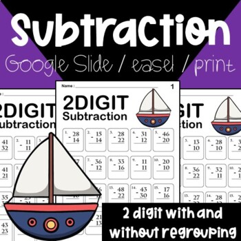 Preview of Two Digit Subtraction With Regrouping and Borrowing Numbers (Mixed) Worksheets