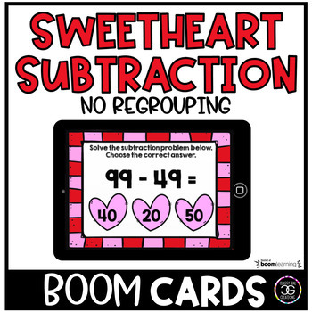 Preview of Valentine's Day Two-Digit Subtraction Multiples of Ten BOOM™ Learning FREEBIE