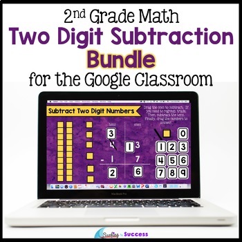 Preview of Two Digit Subtraction with Regrouping BUNDLE Google Classroom Distance Learning