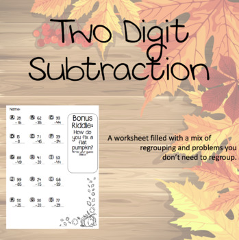 Preview of Two Digit Subtraction with regrouping *Fall Edition*