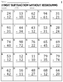 Two Digit Subtraction without Regrouping Worksheets
