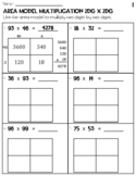 Two Digits by Two Digits Area Model Multiplication Workshe