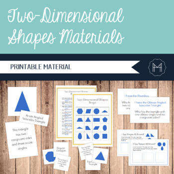 Preview of Two-Dimensional Shapes: Montessori 3-Part Cards, Memory Games, Bingo, and More!