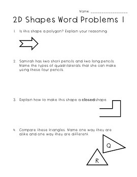 two dimensional shapes worksheets first grade