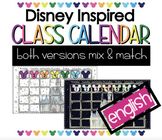 Two Disney Inspired Classroom Monthly Calendar - Light & D