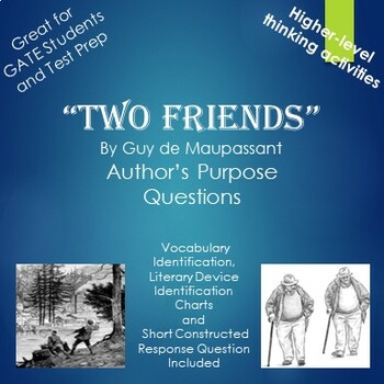 Preview of Two Friends By Guy de Maupassant Author's Purpose Questions and Activities
