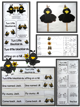Two Little Blackbirds Nursery Rhyme Pack and Craft by Oh Miss Jill
