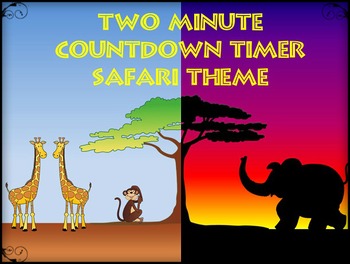Preview of Two Minute Countdown Timer PowerPoint - Safari Theme - Sunset - Animals