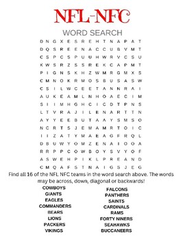 NFL Teams - AFC Word Search