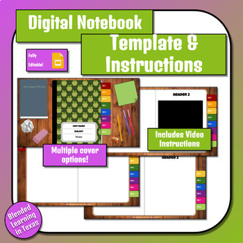 Preview of Two Page Digital Interactive Notebook Template (Includes Video Instructions)