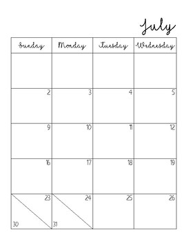two page printable calendar july 2017 july 2018 by jillian dale