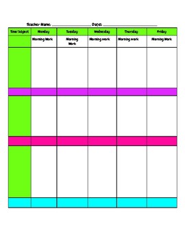 Preview of Two Page Week Lesson Plan Example/Printable