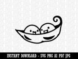 Two Peas in a Pod Clipart Instant Digital Download AI PDF 