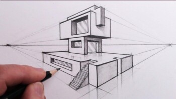 2 point perspective drawing modern house