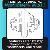 Two Point Perspective Drawing of a Winding Wall with Step 