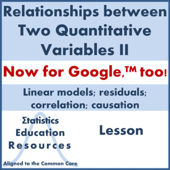 Preview of Lesson: Linear Regression, Residuals, Correlation vs. Causation (Common Core)