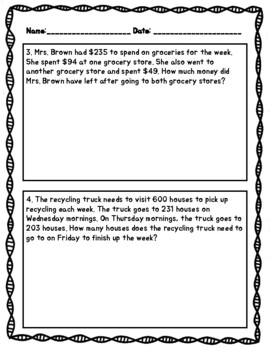 Two-Step Addition and Subtraction Word Problems with Three-Digit Numbers