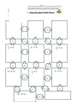 Preview of Two Step Equation Math Maze