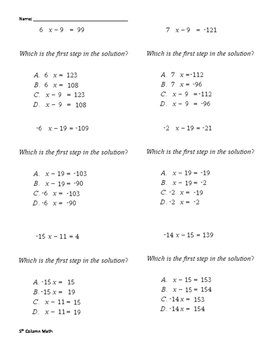 Preview of One, Two Step and Multi-Step Equation (Quiz)