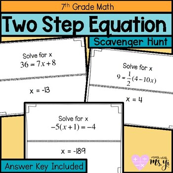 Preview of Two Step Equation Scavenger Hunt