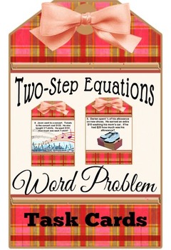 Preview of Two-Step Equation Word Problem Task Cards
