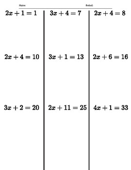Preview of Two Step Equation Worksheets (Set of 2)