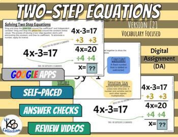 Preview of Two-Step Equations [2]  - Digital Assignment [Version 2]