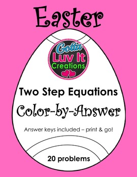 Preview of Easter Math Spring Math Solving Equations Two Step Equations Color by Number