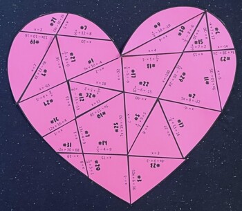 Preview of Two Step Equations - 7th Grade Math Valentines Puzzle Activity