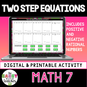 Preview of Two Step Equations Activity