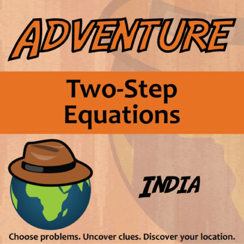 Preview of Two-Step Equations Activity - Printable & Digital India Adventure Worksheet