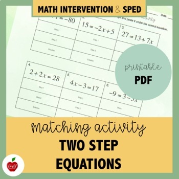 Preview of Two Step Equations Activity | Printable Matching Activity