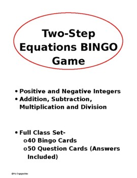 Preview of Two-Step Equations - BINGO Game