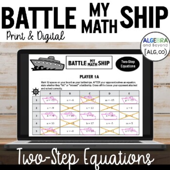 Preview of Solving Two-Step Equations Partner Activity | Practice Worksheets | Game