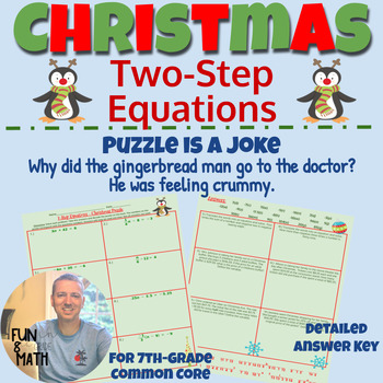 Preview of Two Step Equations Christmas Puzzle Review