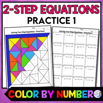 Preview of Two Step Equations Color By Number Worksheet Practice 1