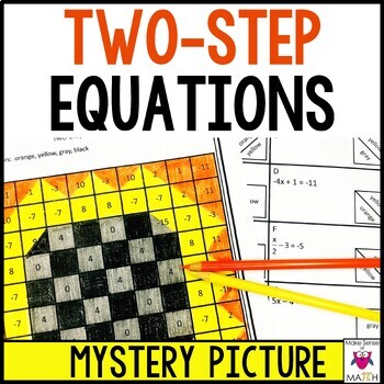 Preview of Two Step Equations Coloring Activity | 2 Step Equations Worksheets