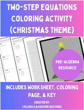 Preview of Two-Step Equations Coloring Page - Christmas Tree